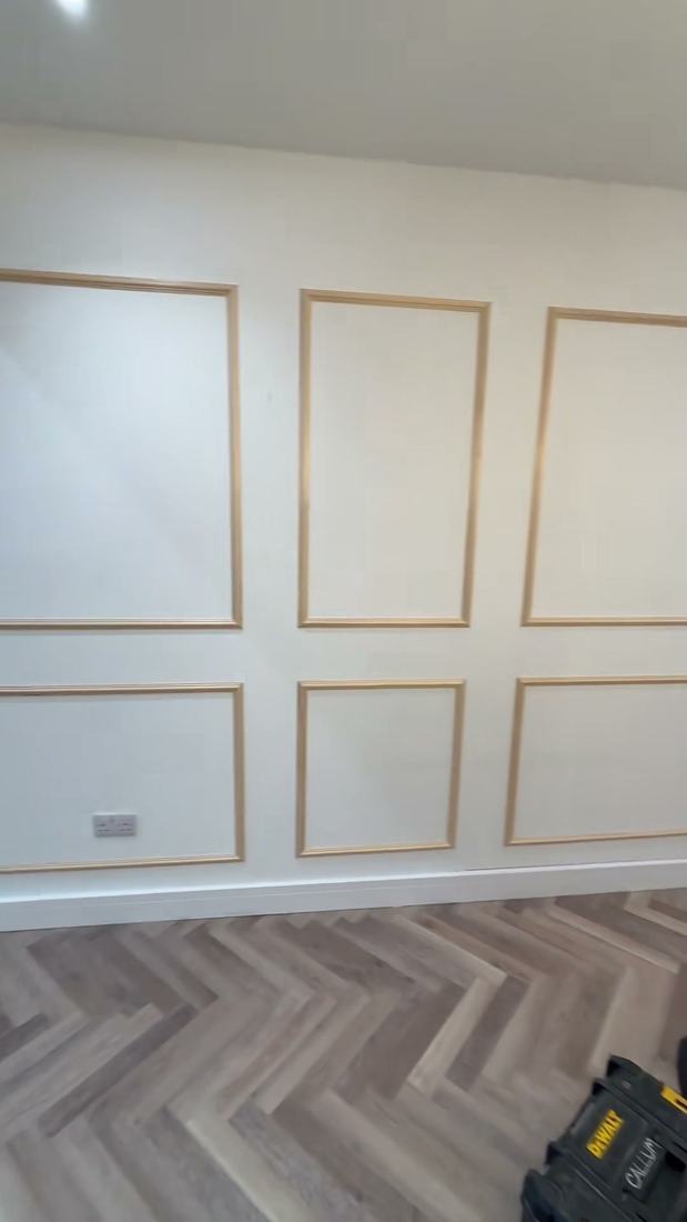 Wall panelling framed out ready for paint